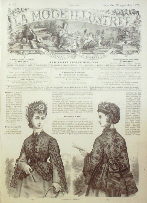 Journal Mode illustrée 1870 # 39 Casaques n dentelle