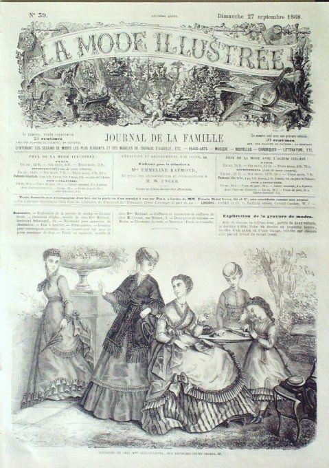 Journal Mode illustrée 1868 # 39 Toilettes de loisirs
