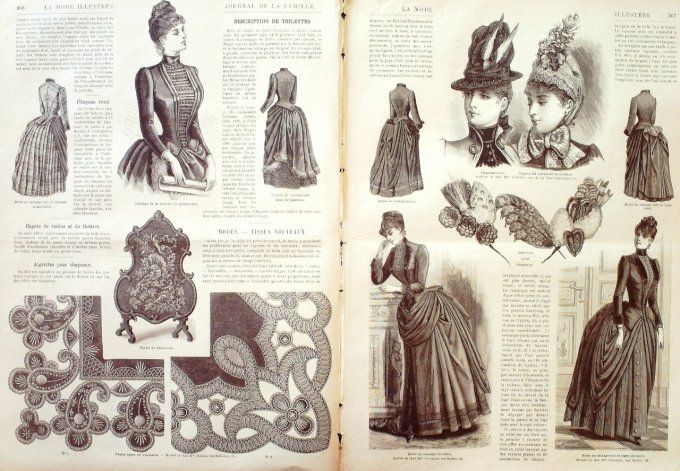 Journal Mode illustrée 1886 # 39 Toilettes de promenade