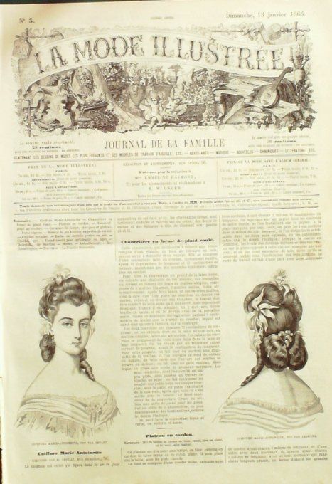 Journal Mode illustrée 1865 #  3 Coiffure Marie-Antoinette