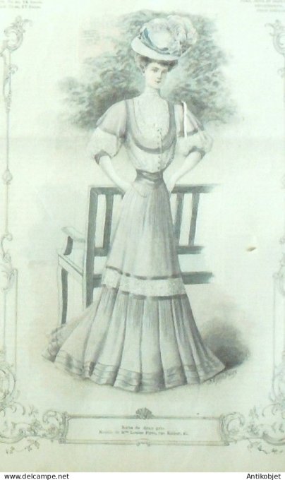 La Mode illustrée journal 1906 n° 42 Robe de drap