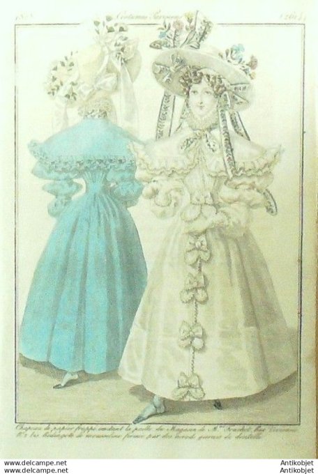 Gravure Mode Costume Parisien 1828 # 2614 (eau forte old Fashion plate