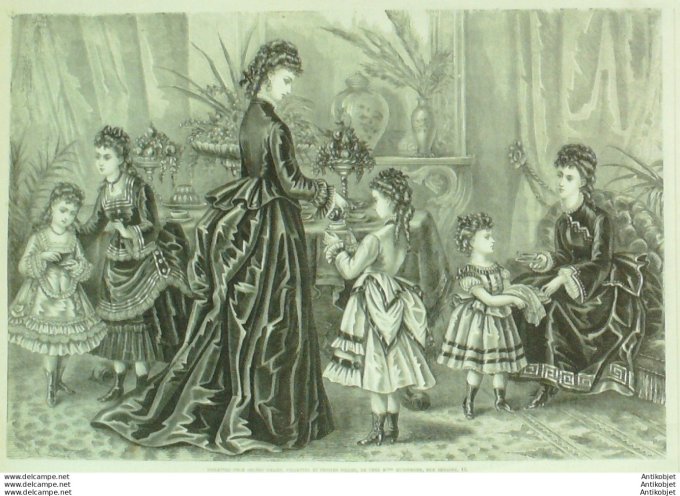 Gravure de mode La Mode illustrée (Maison Hunsinger) Parures d'enfants