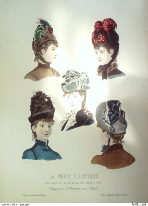 Gravure Mode illustree 1887 # 41 (Old Fashion plate)