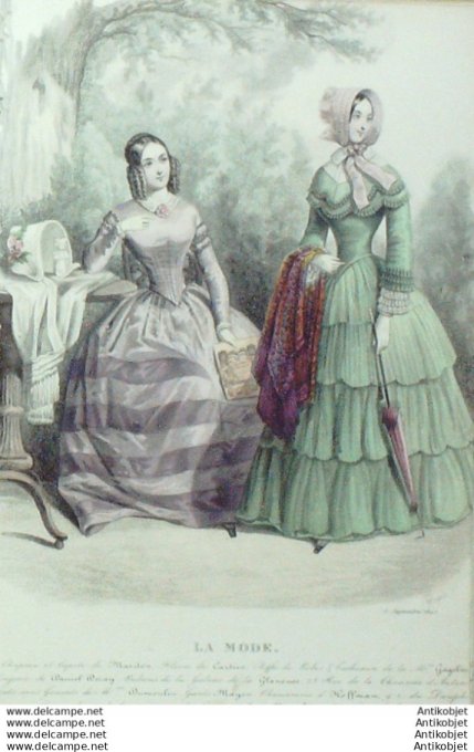 Gravure La mode 1845 # 25 (aquarelle old Fashion plate)
