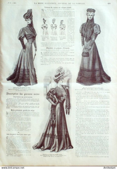 La Mode illustrée journal 1906 n° 42 Robe de drap