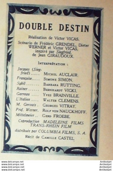 Mon Film 447 55-03-16 Double destin Michel Auclair Simone Simon
