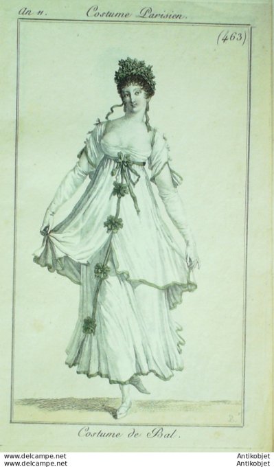 Gravure de mode Costume Parisien 1803 n° 463 (An 11) Costume de bal