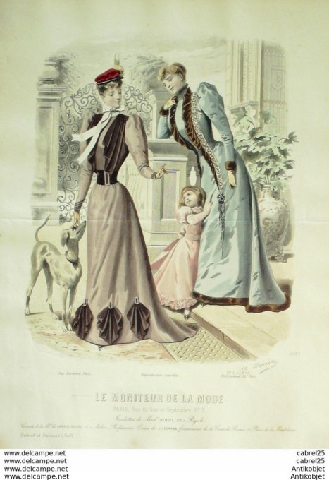 Gravure de mode Le Moniteur 1892 n°07 (Maison Benoît) Gd format