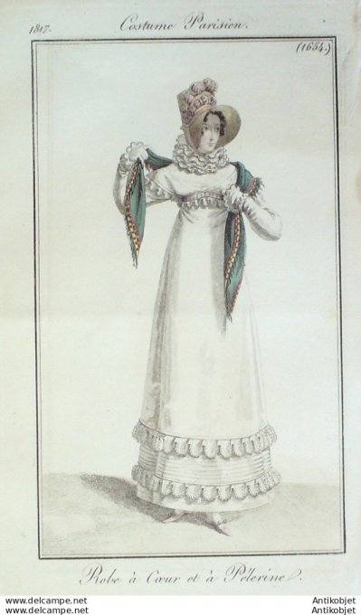 Costume Parisien 1817 # 1654 Robe à coeur & pélerine