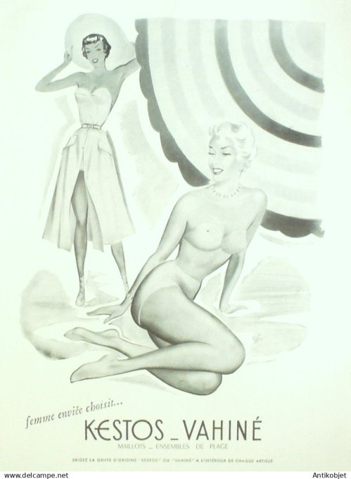 Publicité Lingerie Kestos Vahiné signée 1959