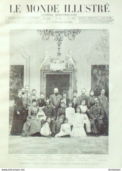 Le Monde illustré 1892 n°1836 Danemark Copenhague Ile Maurice Port-Louis Bordeaux (33)