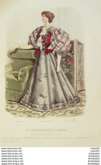 Gravure Mode Le Moniteur 1895 # 47 (Old Fashion plate)