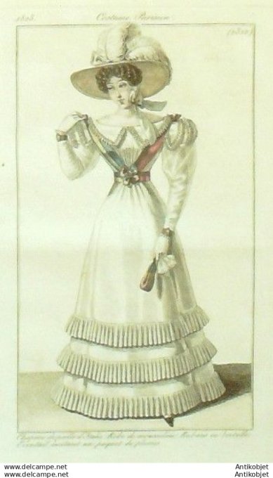 Gravure Mode Costume Parisien 1825 # 2322 (eau forte old Fashion plate