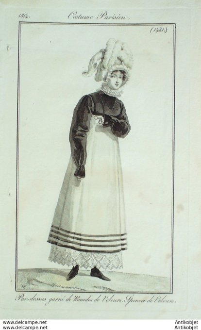 Costume Parisien 1814 # 1431 Pardessus Redingote velours