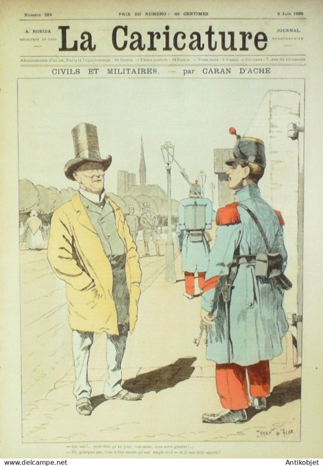 La Caricature 1885 #284 Civils & militaires Caran d'Ache Hygiène Trock Job