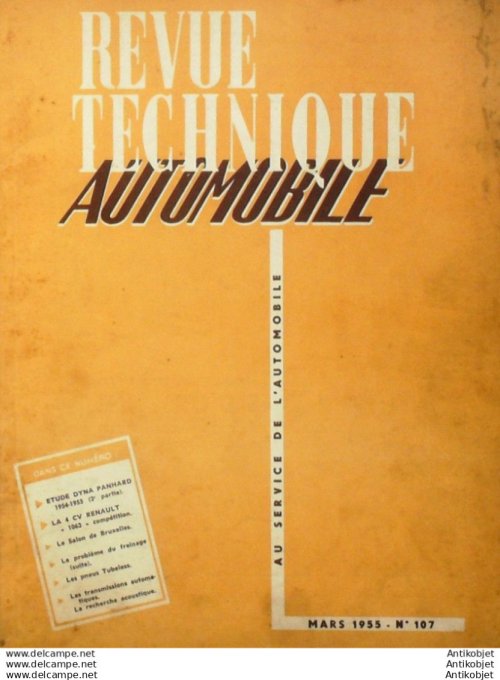 R.T Automobile Renault 4cv 1063 Austin A70 A90 Panhard Dyna 107 # 1955