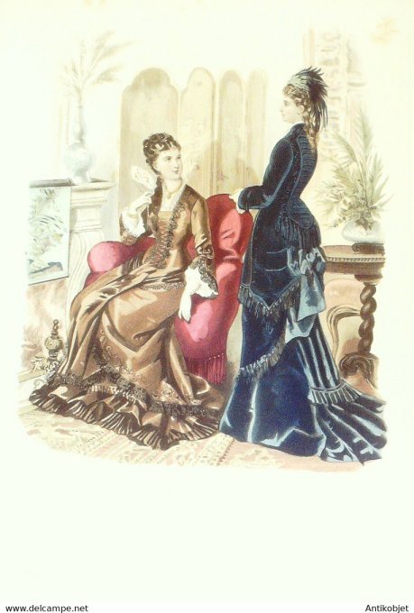 Gravure de mode La Mode illustrée 1877 n°03 (Maison Bréant-Castel)