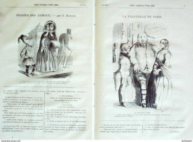 Petit journal pour Rire 1864 # 517 Pensee des animaux Randon