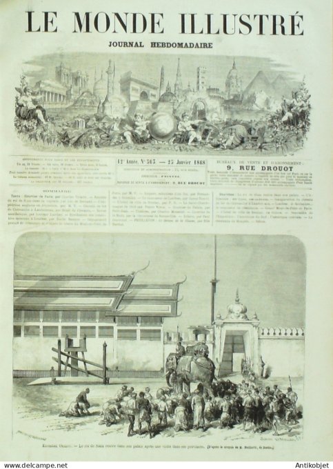 Le Monde illustré 1867 n°563 Siam Palais du roi Abyssinie types Landernau (29) Silésie Breslau