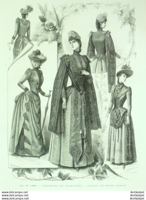 Gravure de mode Revue de la mode Gazette NB (Parures de printermps)