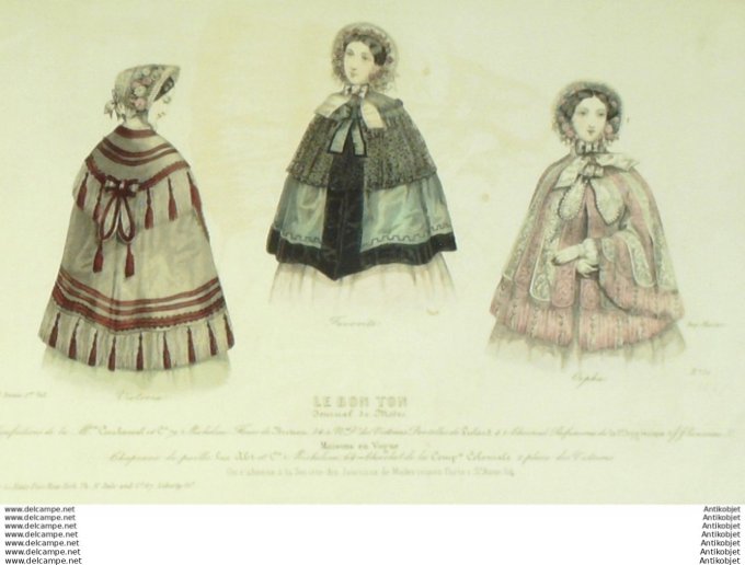 Gravure Mode Le Bon Ton 1852 19 # 30 (aquarelle old fashion plate)