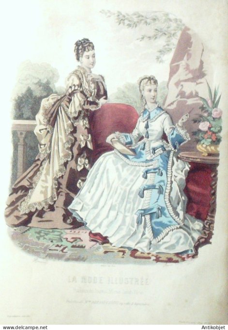 Gravure de mode La Mode illustrée 1874 n°33 (Maison Bréant-Castel)