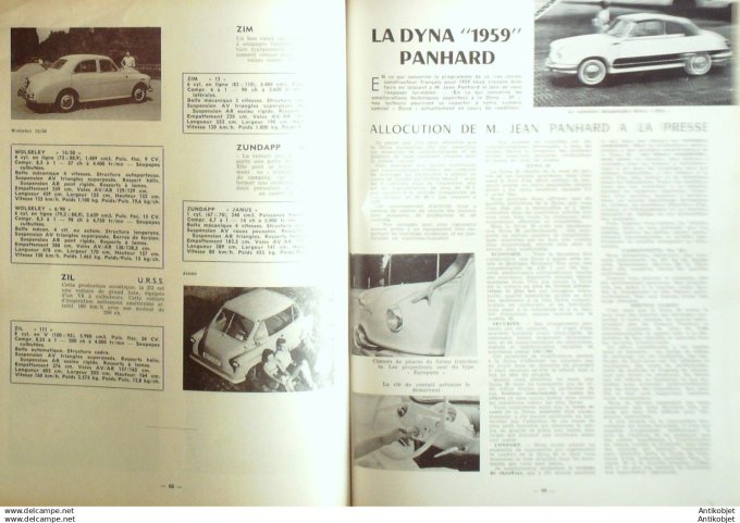R.T Automobile Panhard Dyna Citroën Id 19 Austin Healey  Facel Vega 152 # 1958