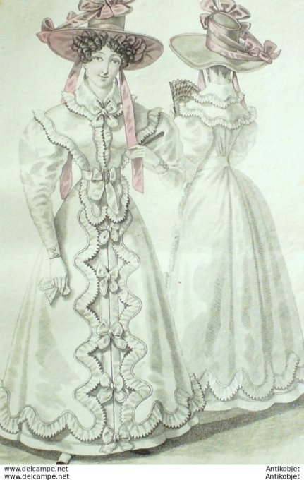 Costume Parisien 1826 # 2433 Redingotes d'organdi & batiste