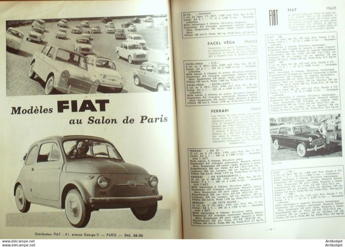 R.T Automobile Panhard Dyna Citroën Id 19 Austin Healey  Facel Vega 152 # 1958