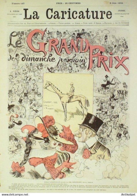 La Caricature 1882 #127 GP Prix hippique Barret Robida