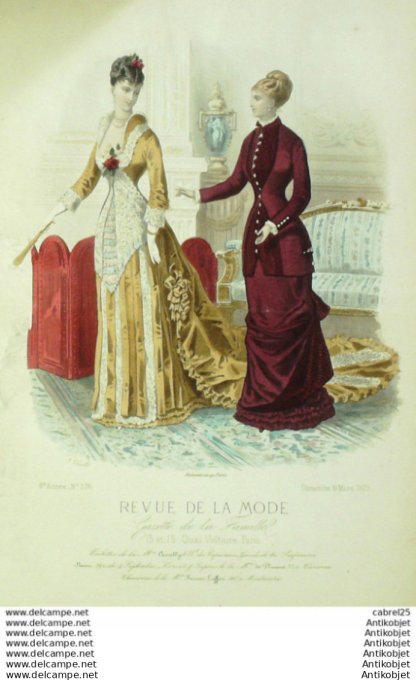 Gravure Mode La Gazette 1879 # 376 (Old Fashion plate)