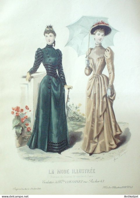 Gravure Mode illustree 1891 # 40 (Old Fashion plate) RARE