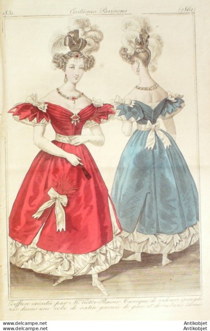 Costume Parisien 1831 # 2862 Tunique de velours épinglé