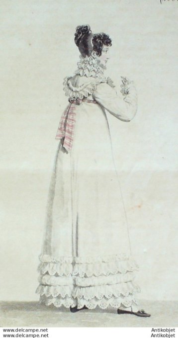 Gravure de mode Costume Parisien 1817 n°1656 Corsage garni comme bas de rob