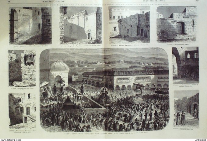 Le journal illustré 1866 n°112 Pérou Séisme Dieppe (76) Jérusalem Scala Santa