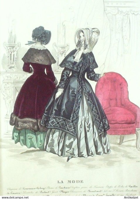 Gravure La mode 1843 # 26 (aquarelle old Fashion plate)
