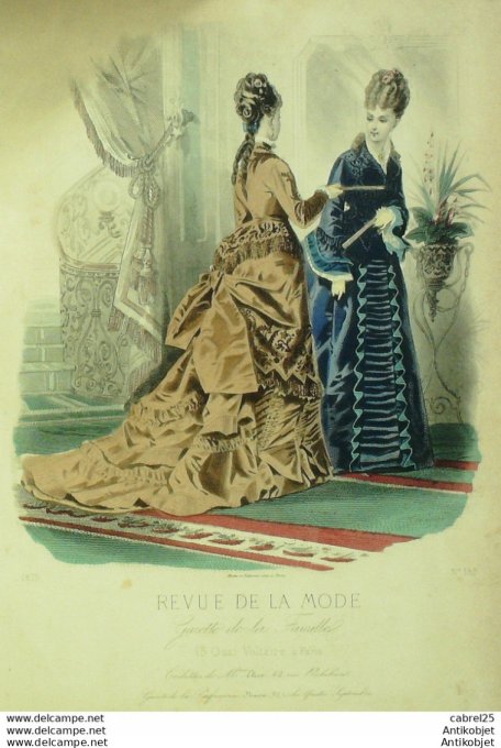 Gravure de mode Revue de la mode Gazette 1875 n°157 (Maison Elise)