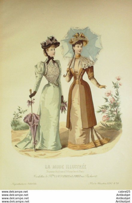 Gravure de mode La Mode illustrée 1892 n°18 (Maison Coussinet Piret)