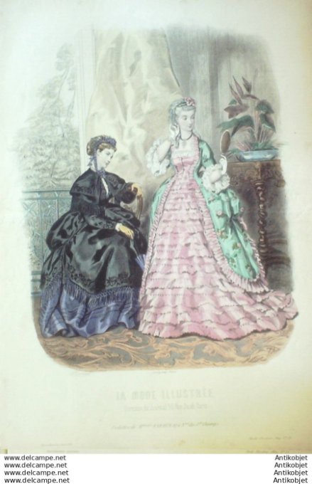 Gravure Mode illustree 1869 # 16 (Old Fashion plate)