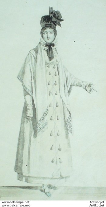 Gravure de mode Costume Parisien 1814 n°1433 Redingote de casimir