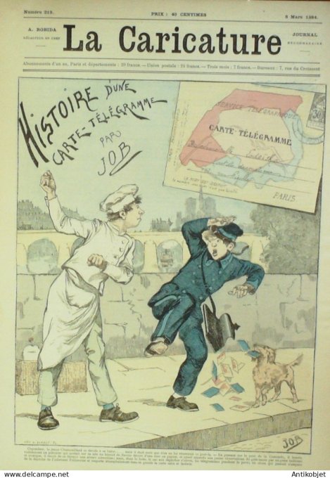 La Caricature 1884 #219 Carte télégramme Job Macédoine Trock