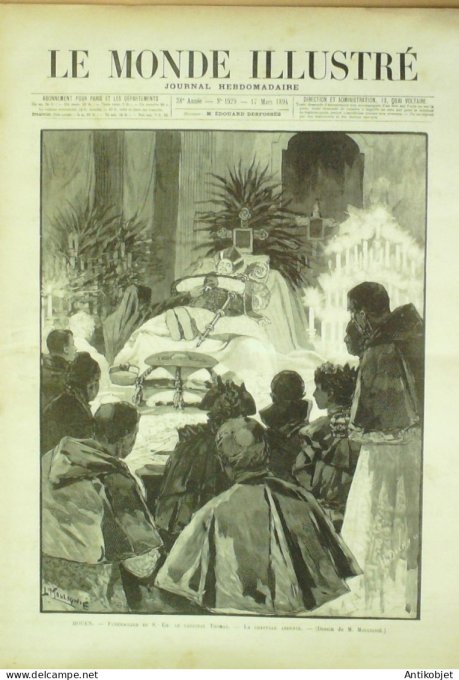 Le Monde illustré 1894 n°1929 Rouen (76) Cardinal Thomas Hongrie Budapest Rome Montecitorio
