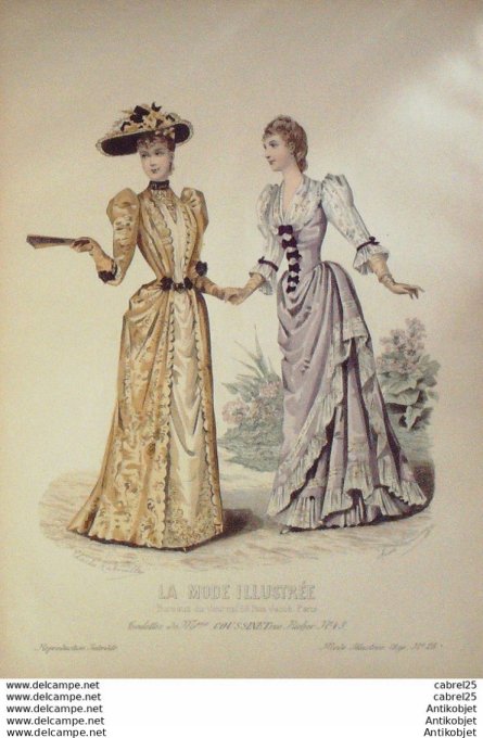 Gravure de mode La Mode illustrée 1890 n°28 (Maison Coussinet)