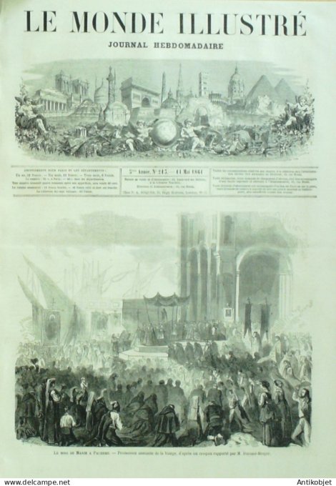 Le Monde illustré 1861 n°213 Algérie Alger Etats-Unis Charleston Fort Sumter Crimée Sentinelle