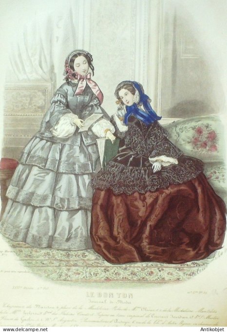 Gravure Mode Le Bon Ton 1856 22 # 31 (aquarelle old fashion plate)