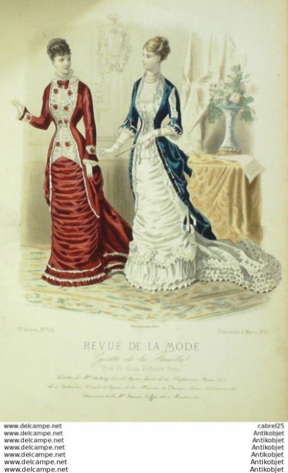 Gravure Mode La Gazette 1879 # 374 (Old Fashion plate)