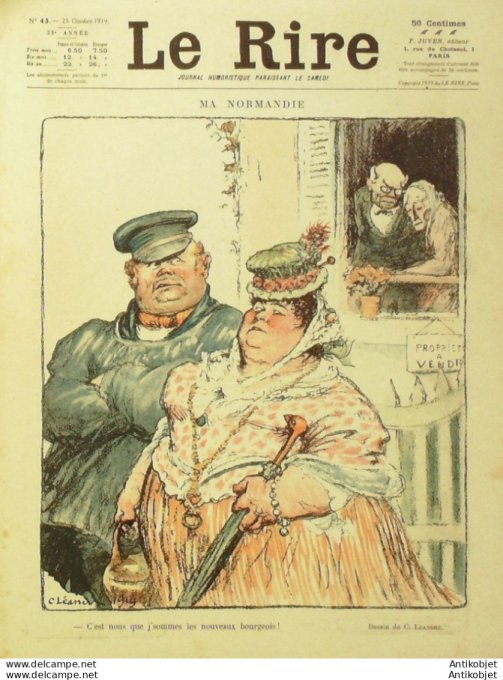 Le Rire 1919-10-25 #  43 Journal humoristique Ed.Originale Chambre meublee