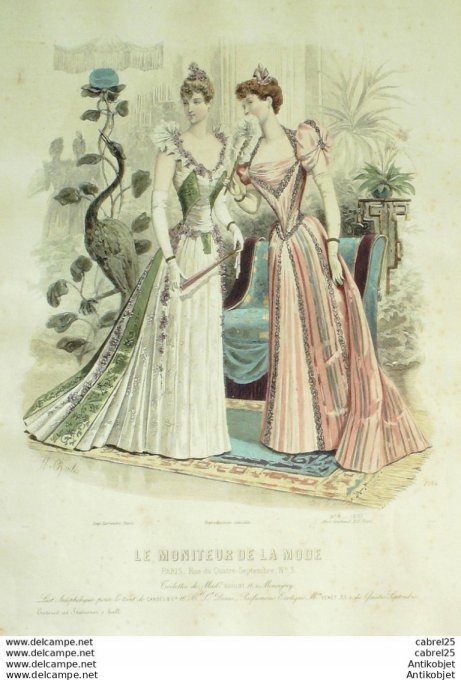 Gravure de mode Le Moniteur 1892 n°08 (Maison Guillot) Gd format