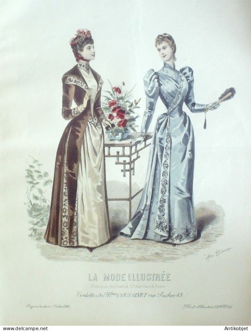 Gravure Mode illustree 1891 # 38 (Old Fashion plate) RARE